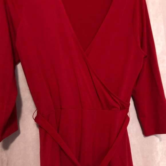 Red Wrapped Top Skater Dress Plus Size - Picture 2 of 5